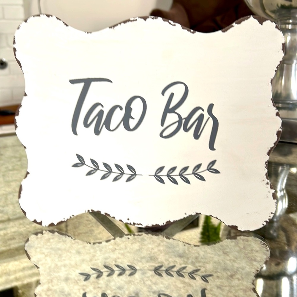 White and Gray Taco Bar Sign